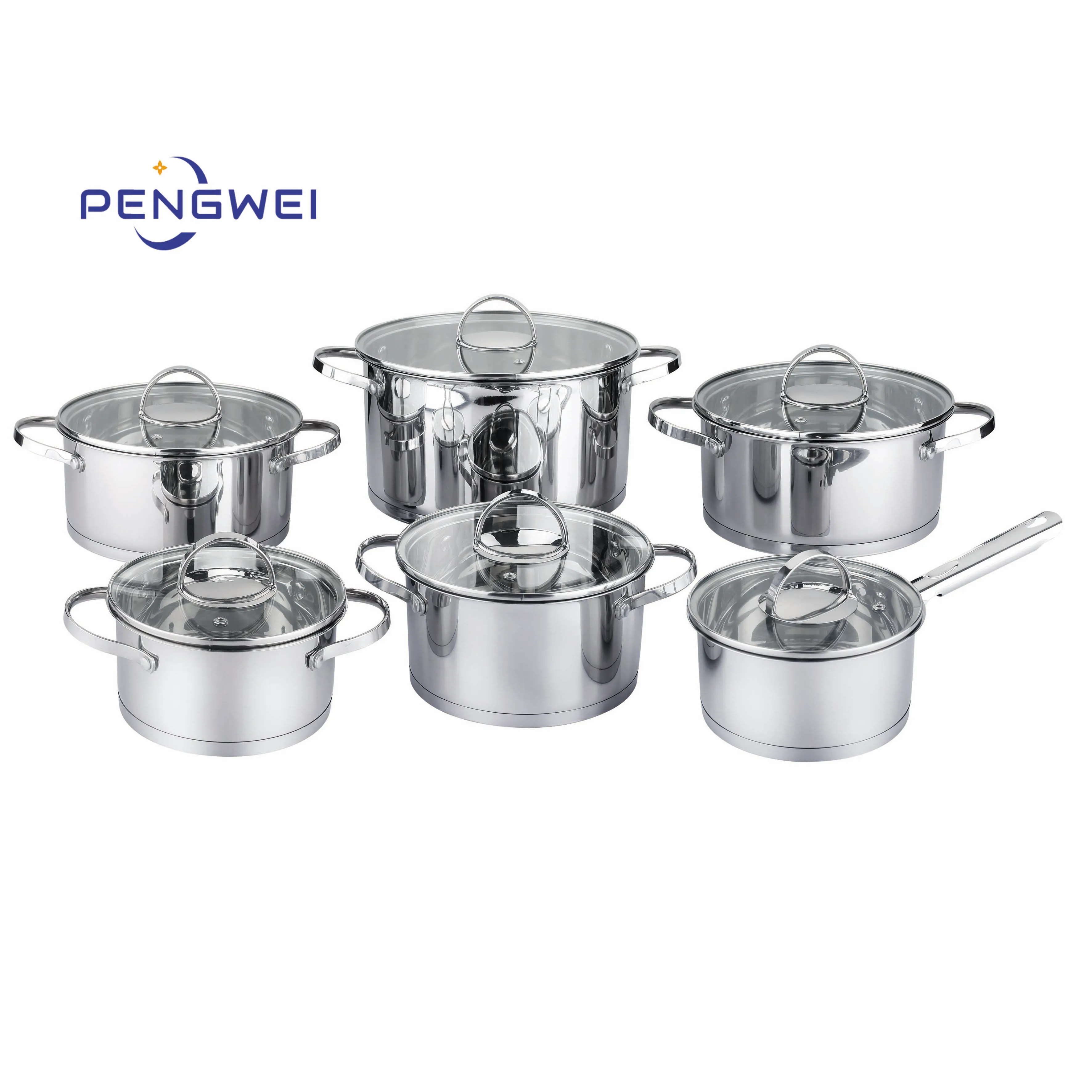 Home hotel kitchenware non stick straight shape cook pot and pan set stainless steel cookware set induction