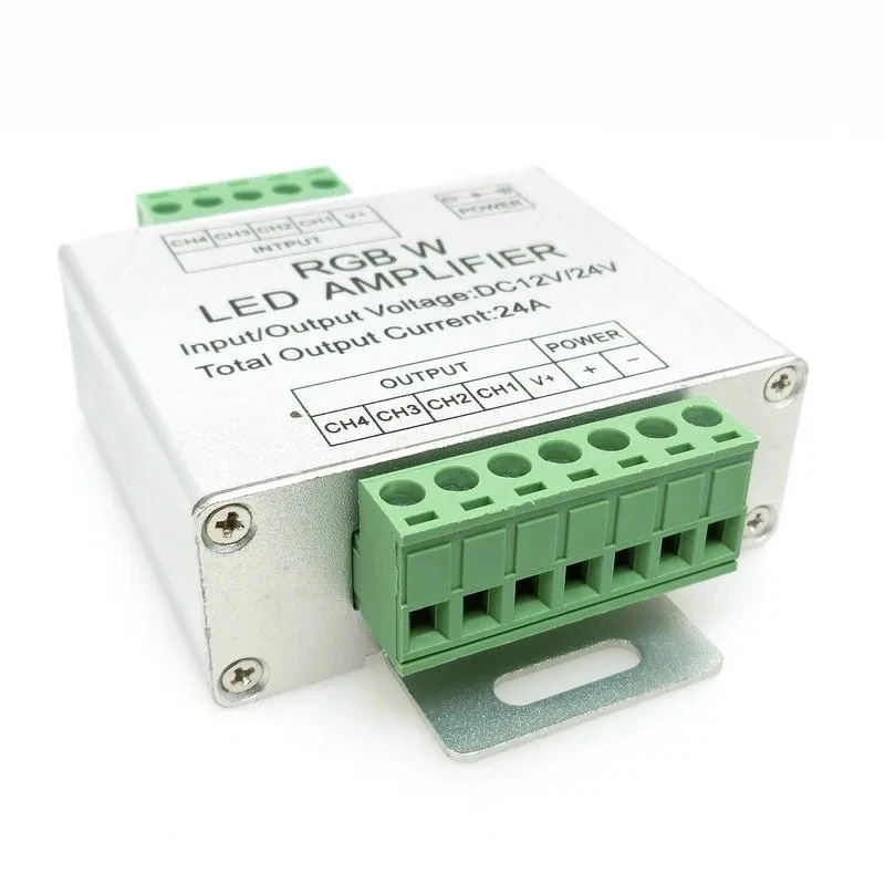 RGBW Amplifier DC 12V 24V 24A Aluminium case LED PWM Signal Repeater Extender for 5050 2835 COB Strip Lights Dimmer Controller