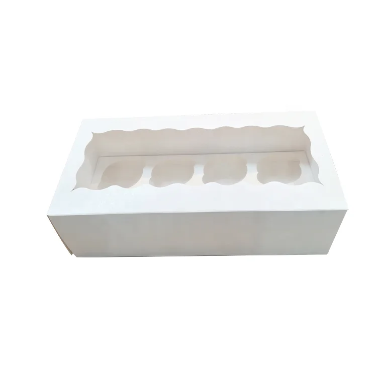 Food Grade Sturdy Large Long 12 Cupcakes Insert Holders With Window Cupcake Boxes Container