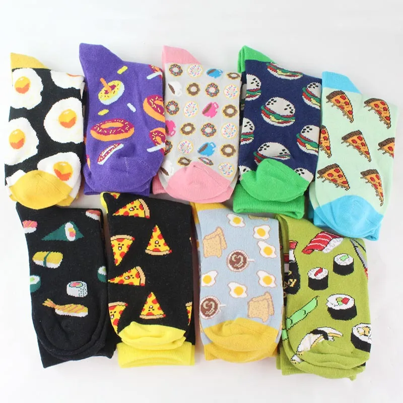 Wholesale Dessert food Patterned Funny Novelty Crazy Design Cotton Dress Socks for Women