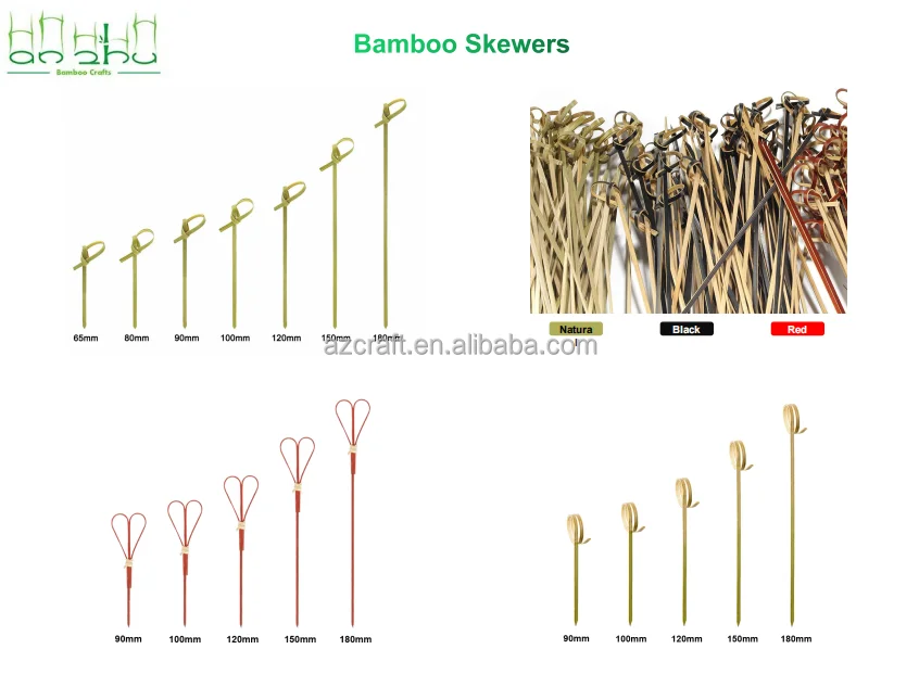 Bamboo Loop Pick fruit for Decor Rack 4 inch Looped Knot Natural Bamboo Skewers
