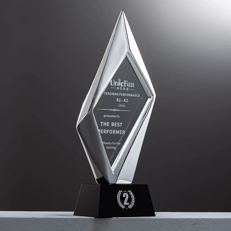 28cm height gold silver bronze resin Crystal Plaque crystal trophy award MH-NJ0399