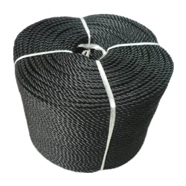 Black 6mm PE/PP nylon rope  3 strands twisted rope for Africa