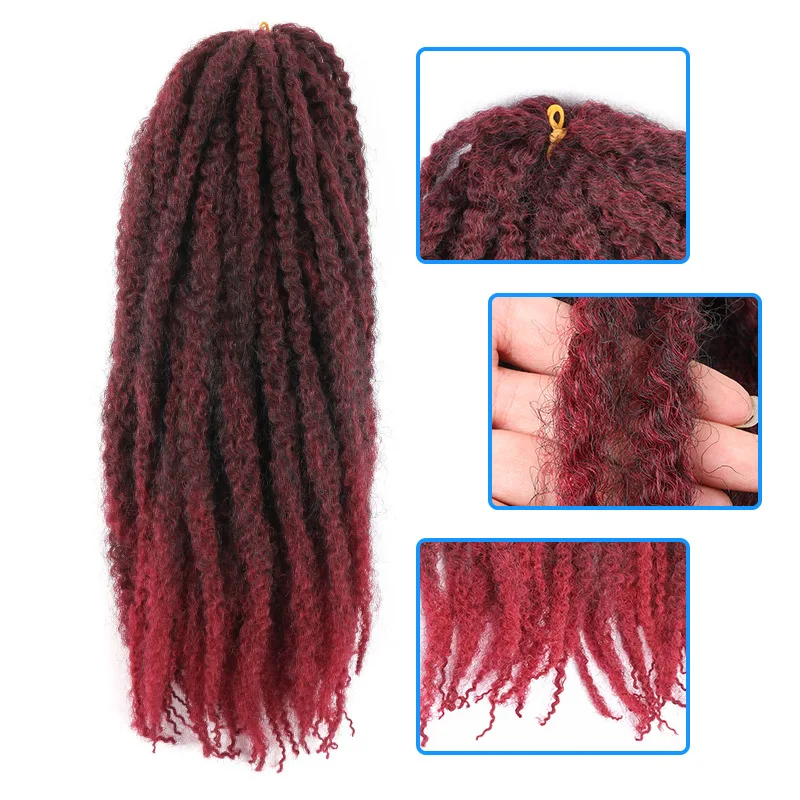 Wholesale 24 Inch Synthetic Fiber Marley Braid Afro Kinky crochet Hair Afro Kinky Twist Hair Marley Hair Braid