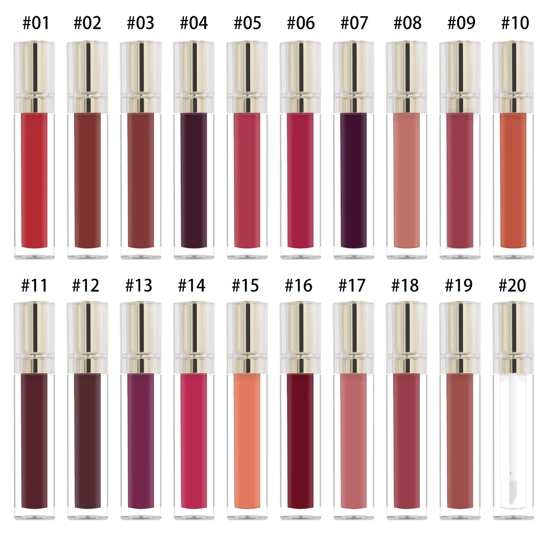 Plant-Based Custom Private Label Moisturizing Lip Gloss High Shine Pearlcent Shimmer Acrylic Matte Lip Gloss