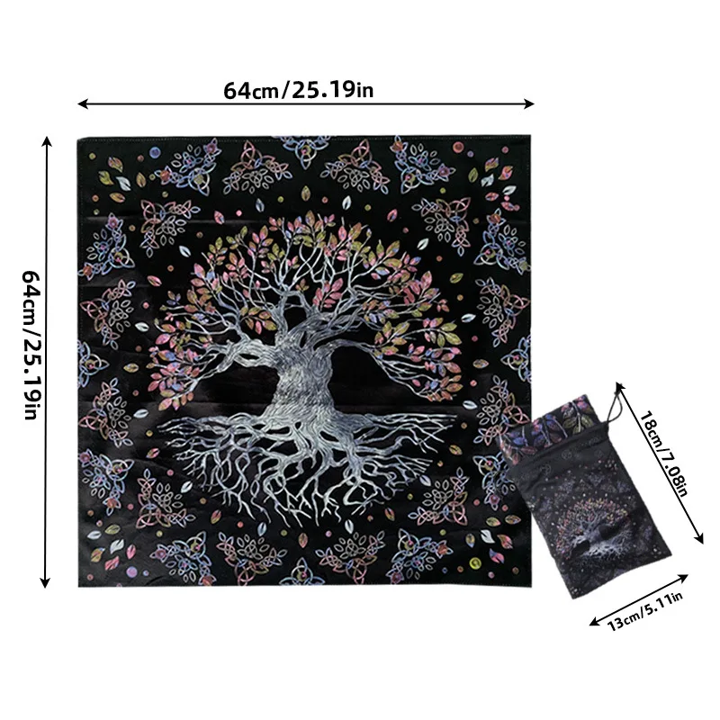 2023 Life Tree Winter Edition Dutch Velvet Tarot Square Home Table Cloth 64cm Colorful Tarot  Tablecloth