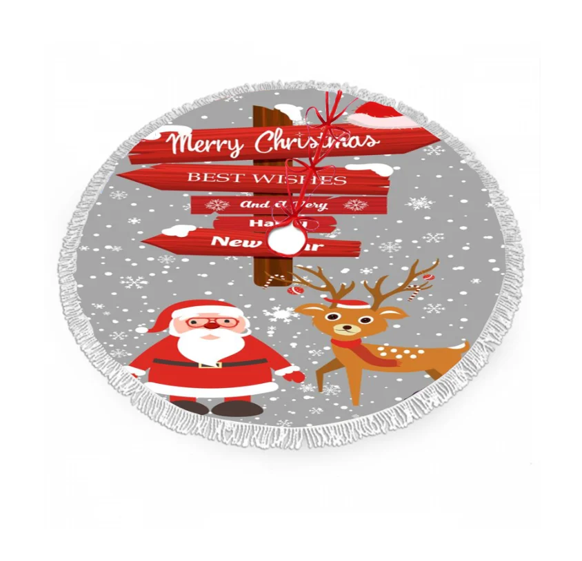 90cm Red Christmas Tree Skirts Carpet Tree Skirt Decor Christmas Decorations for Home New Year