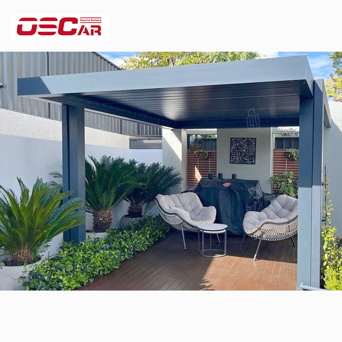 Electric Intelligent Garden Metal Aluminum Alloy Pavilion Is Easy to Assemble and Automatic Aluminum Pavilion PVC MDF