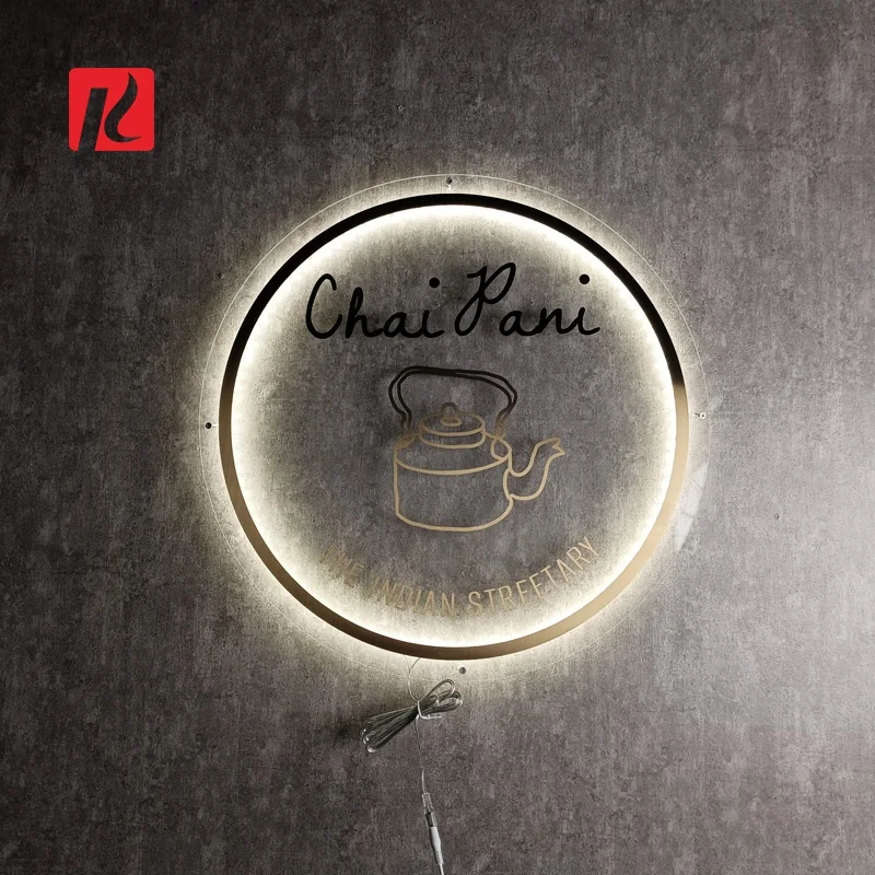 Kexian Custom Acrylic Wall Logo Golden Brushed Letter LED Logo Sign Spa Nails Beauty Sign Hair Studio Sign