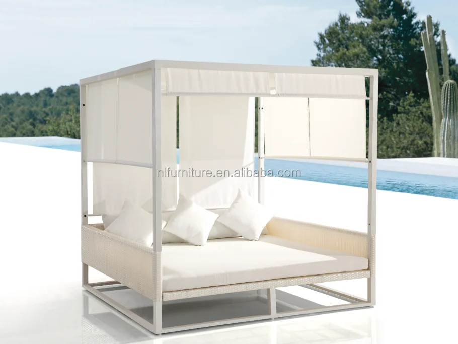 
Aluminium Swimming Pool Daybed Outdoor Sun Bed Lounger Canopy Bed 