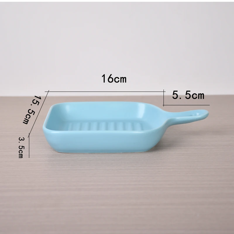 Ceramic Plate Table Bakeware Dinner Plates For Oven Cake Bread Baking Pan Porcelain Baking Dish Baking Tray with handle