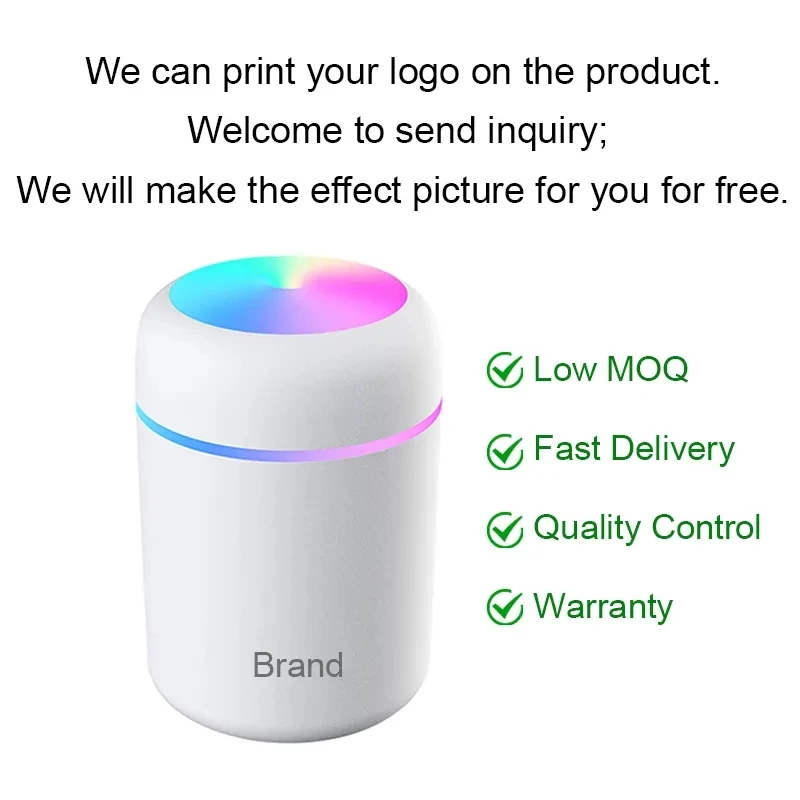 Cup Aroma Oil Diffuser Mist Maker Air Purifier Night Light Car Home Sprayer Household Office 300ml Humidifier Portable USB Color