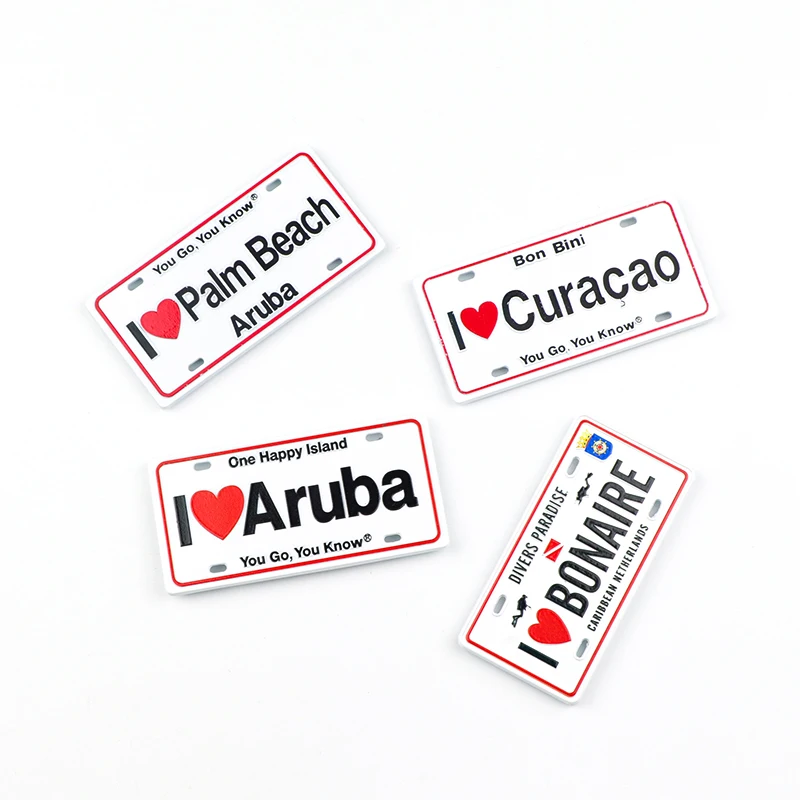 Wholesale Customized Aruba Curacao Bonaire Island Tourist Souvenir Zinc Alloy Car License Fridge Magnet