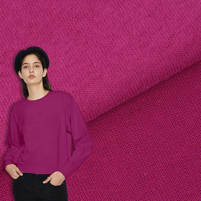 
Factory wholesale Young Thick Colored linen handfeeling knit 100% Cotton Fabric for jumpers 