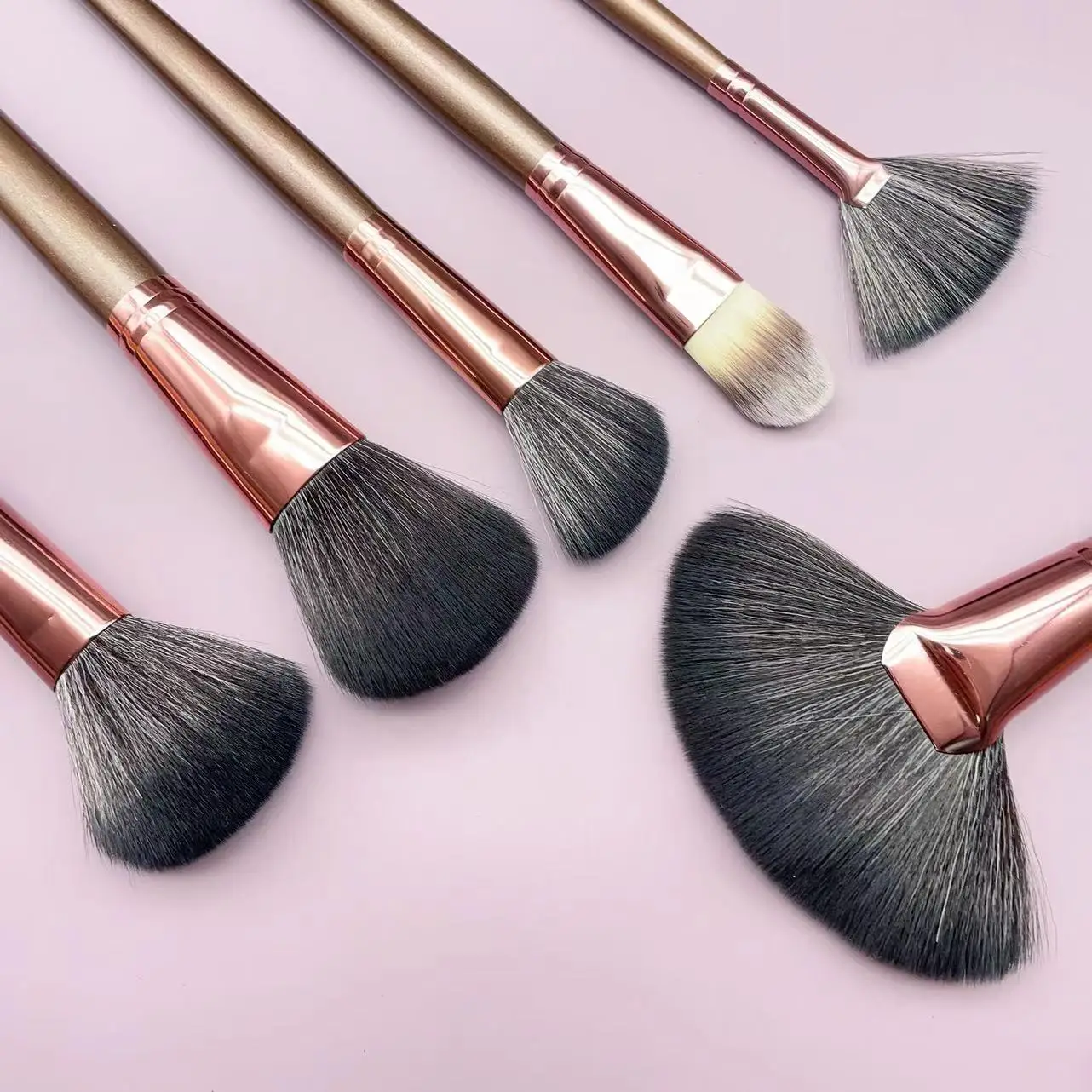 YRX 21Pcs Brown Wooden Extended Handle Makeup Tools Cosmetic Tool Kit Professional Best Quality Vegan Custom Makeup Brush Set