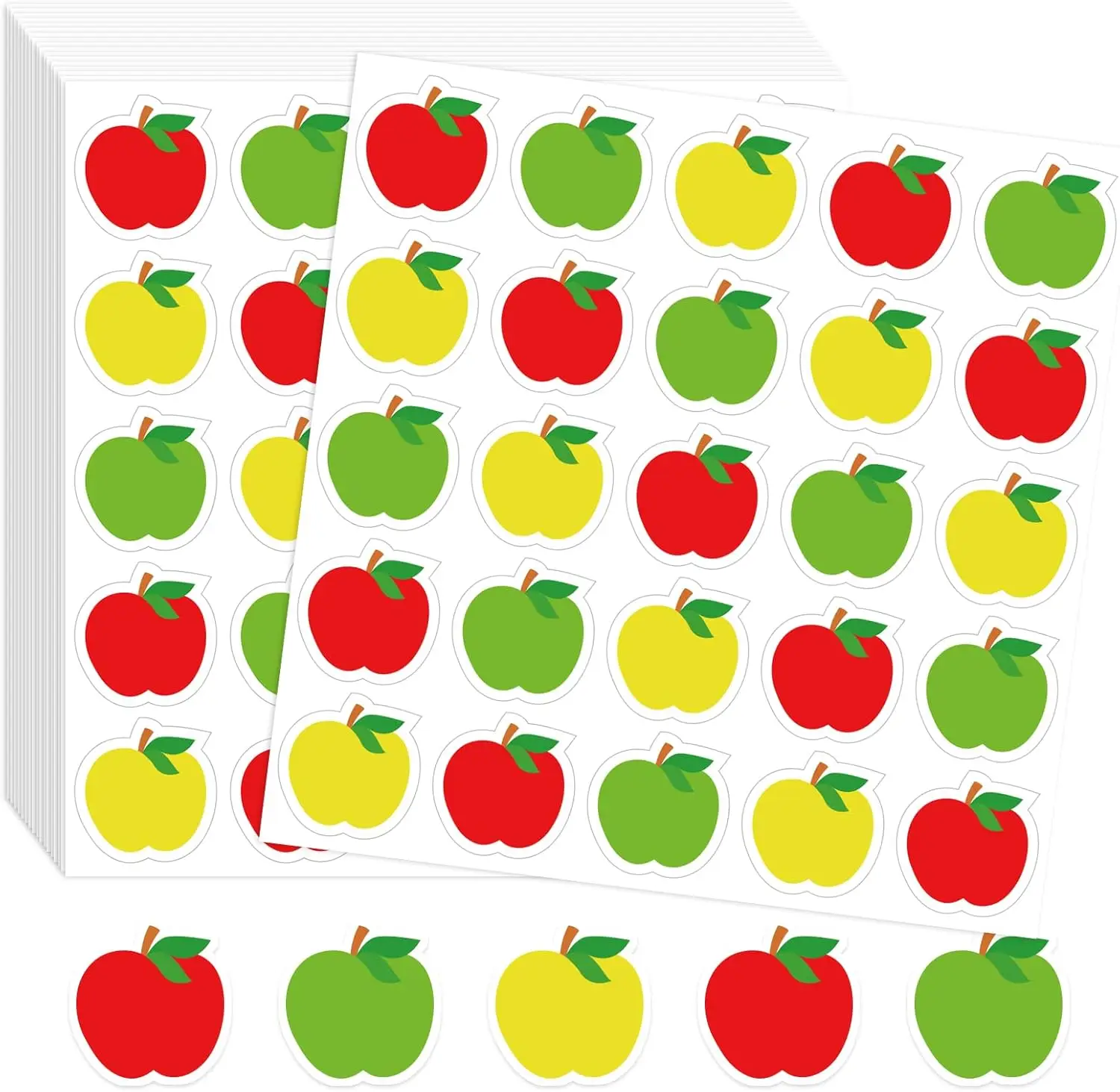 Back to School Colorful Apple Self-Adhesive Seal Stickers Apple Reward Stickers for School Envelope Greeting Cards Decoration