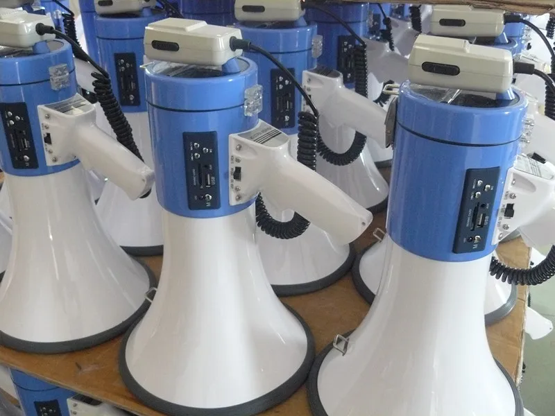 Police and pa use portable handy rechargeable 50W power BIG megaphone louderspeaker with siren USB RECORDING 120S