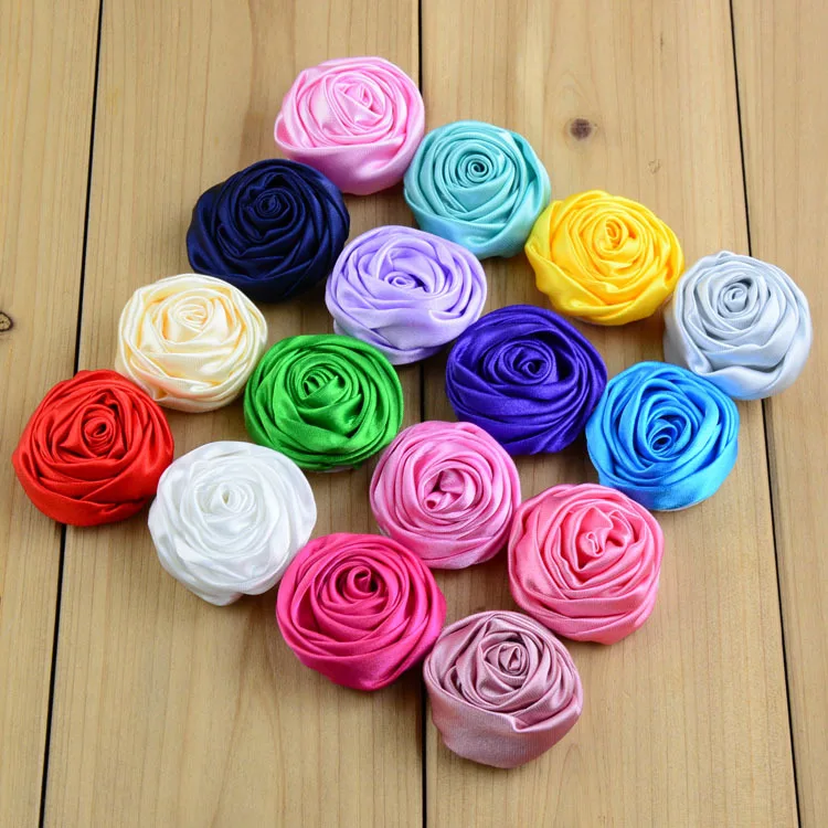 30pcs/lot 1.4 Inch 3D Rose Flowers Floral 29Colors Mini Satin Roses Flowers For Girl Hairbow Kids Clothes DIY Accessories