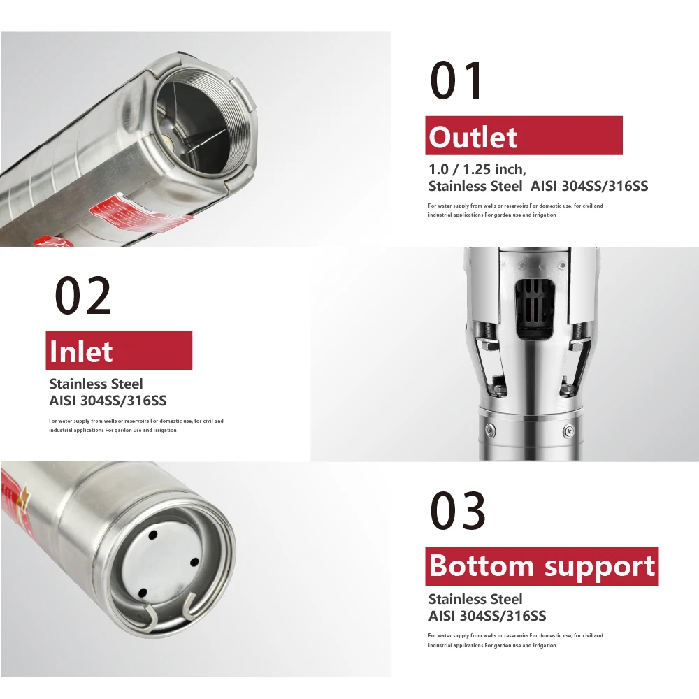 ZRI 8 inch 8SP95 2.5 hp Solar Water Pump DC Solar Submersible DC Water Pump Submersible Pump