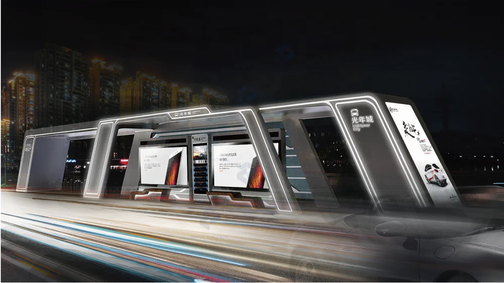 solar metal bus stop shelter design with light box/E-ink display/advertising display lcd