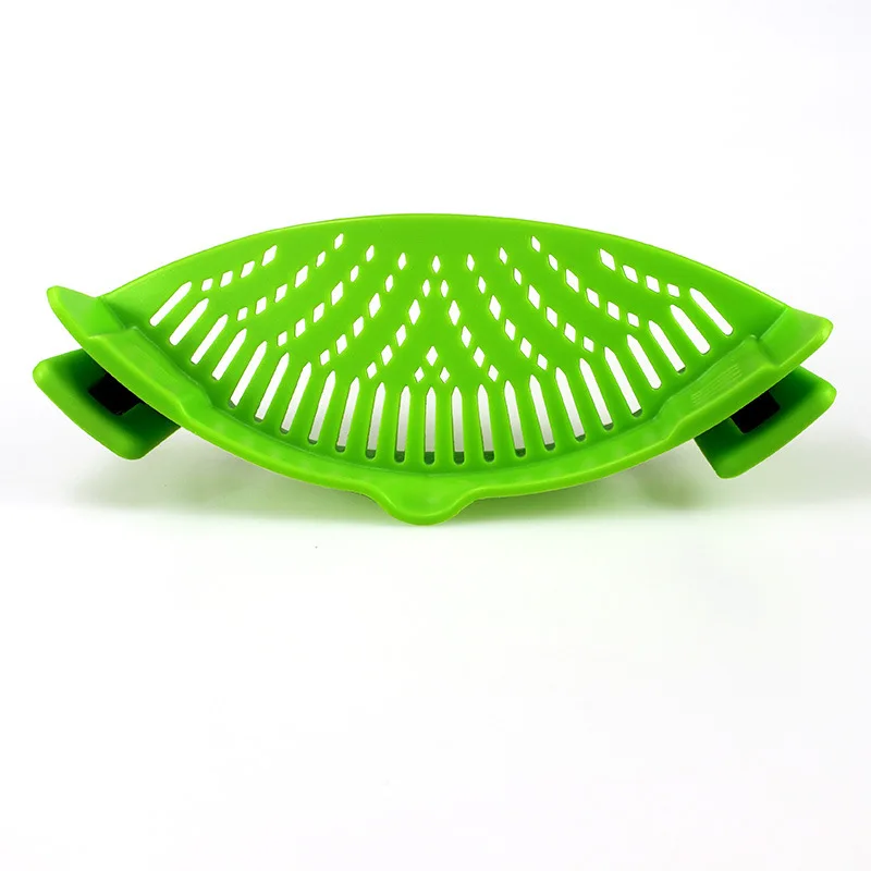 
Hands-Free kitchen clip on pan pot silicone rubber strainer colander 