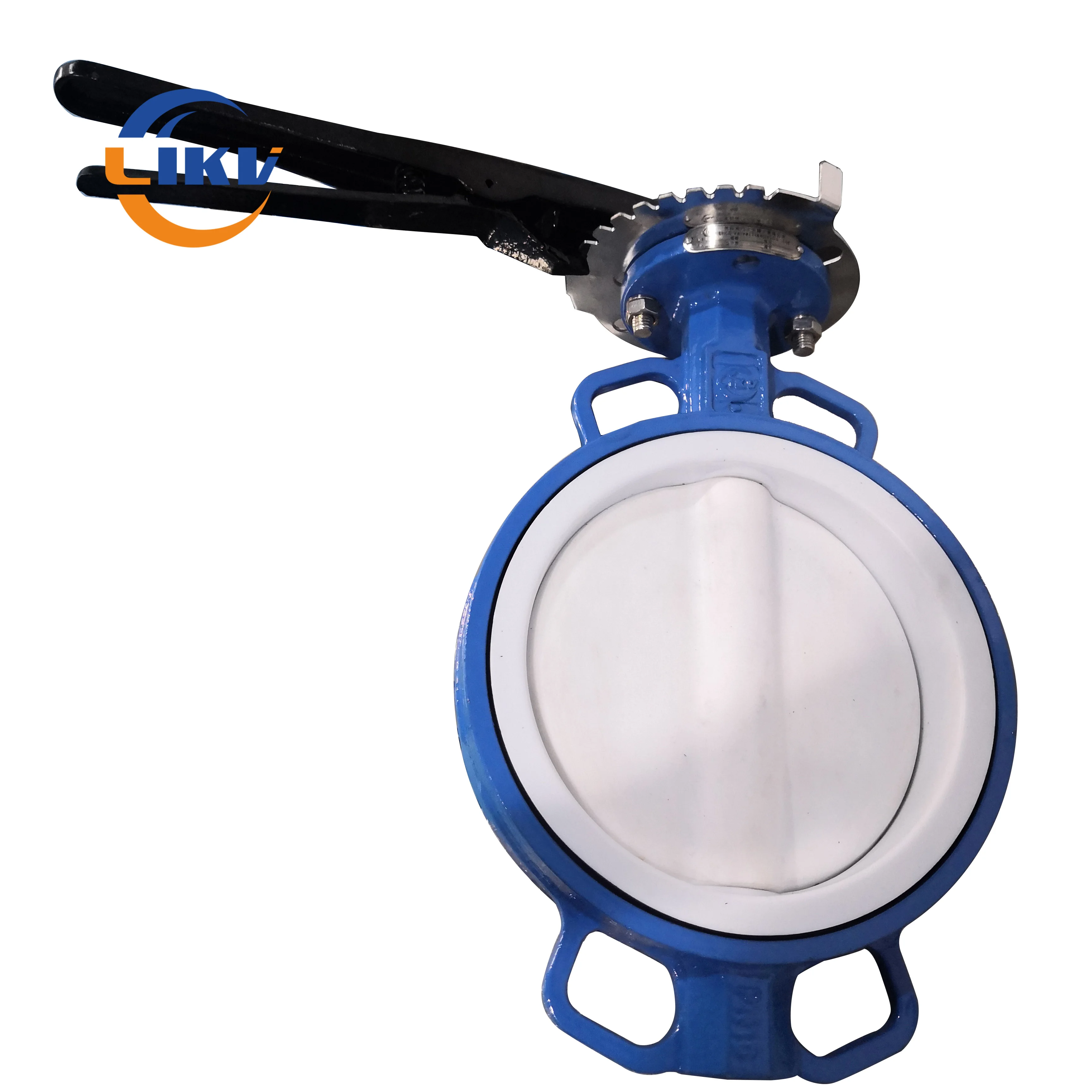 Ductile Iron Ptfe Fully Lined Disc Wafer Butterfly Valve  with Aluminium Handle Lever