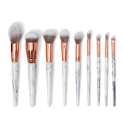 BUEART  Crystal Handle 9pcs Premium Cosmetic Brush Set Foundation Powder Blending Eyeshadow Blush Concealer Transparent Handle