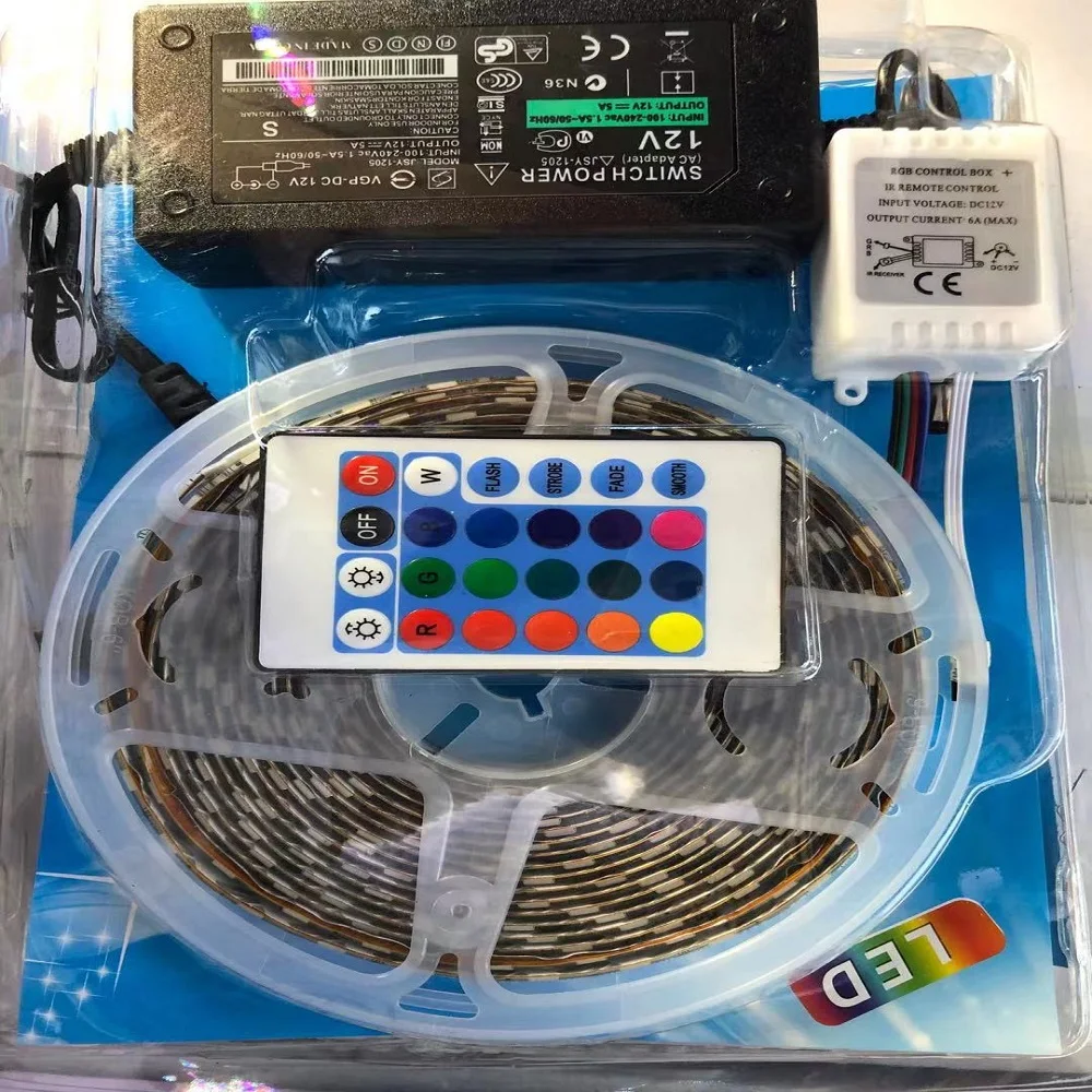 
 Водонепроницаемая светодиодная лента 5 А 5050 RGB Light 5050, Светодиодная лента 12 В постоянного тока 60 светодиодов/м 5 м/лот, гибкая светодиодная лента  