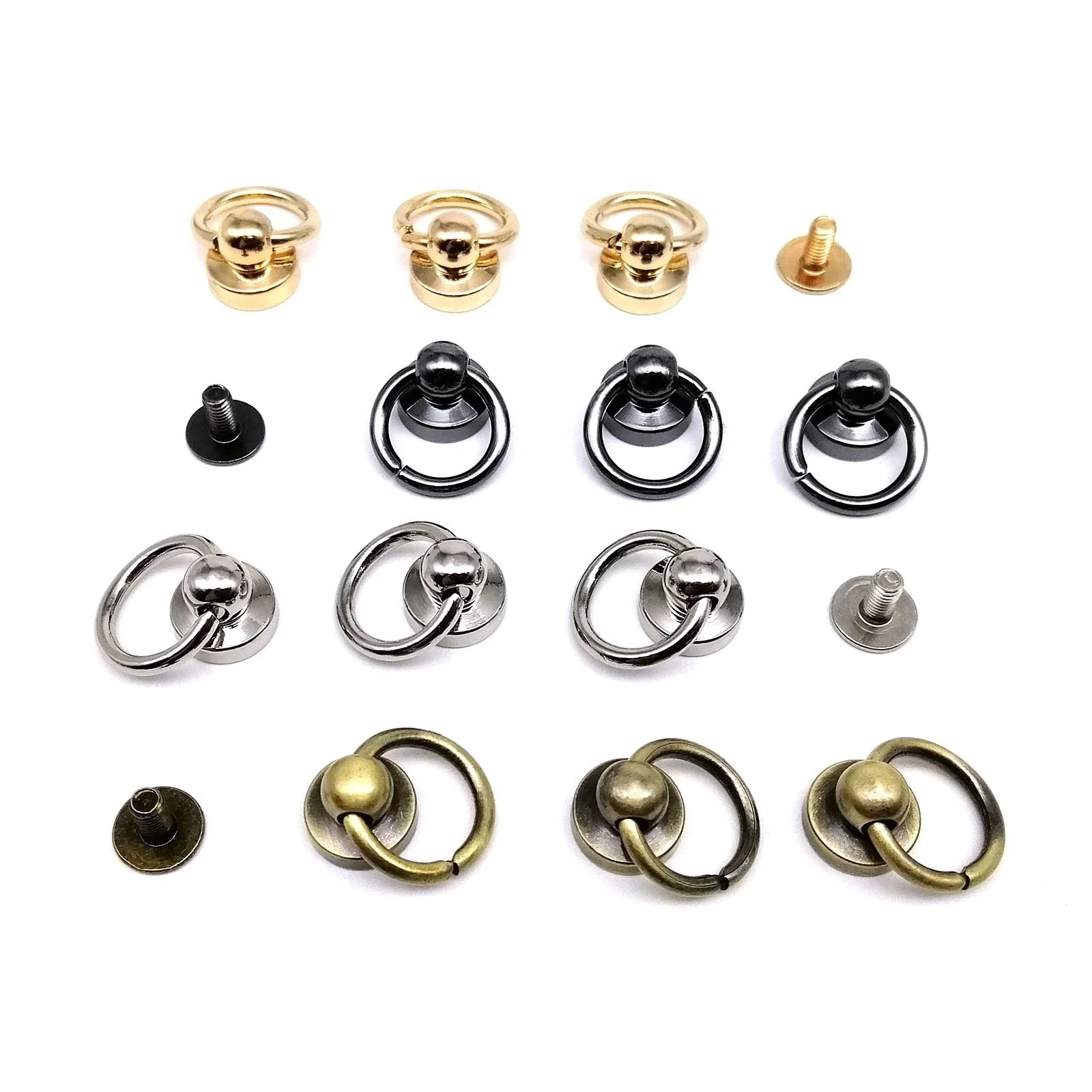 High Quality Solid Brass Ball Nail Screwback Chicago Screw Back Rivet Stud Spot with O Ring for Leather Bag Belt Phone Case