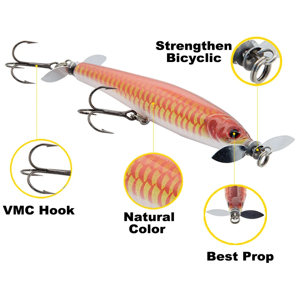 hunthouse 3D eyes artificial fishing lure japan floating propeller lure  pencil baits