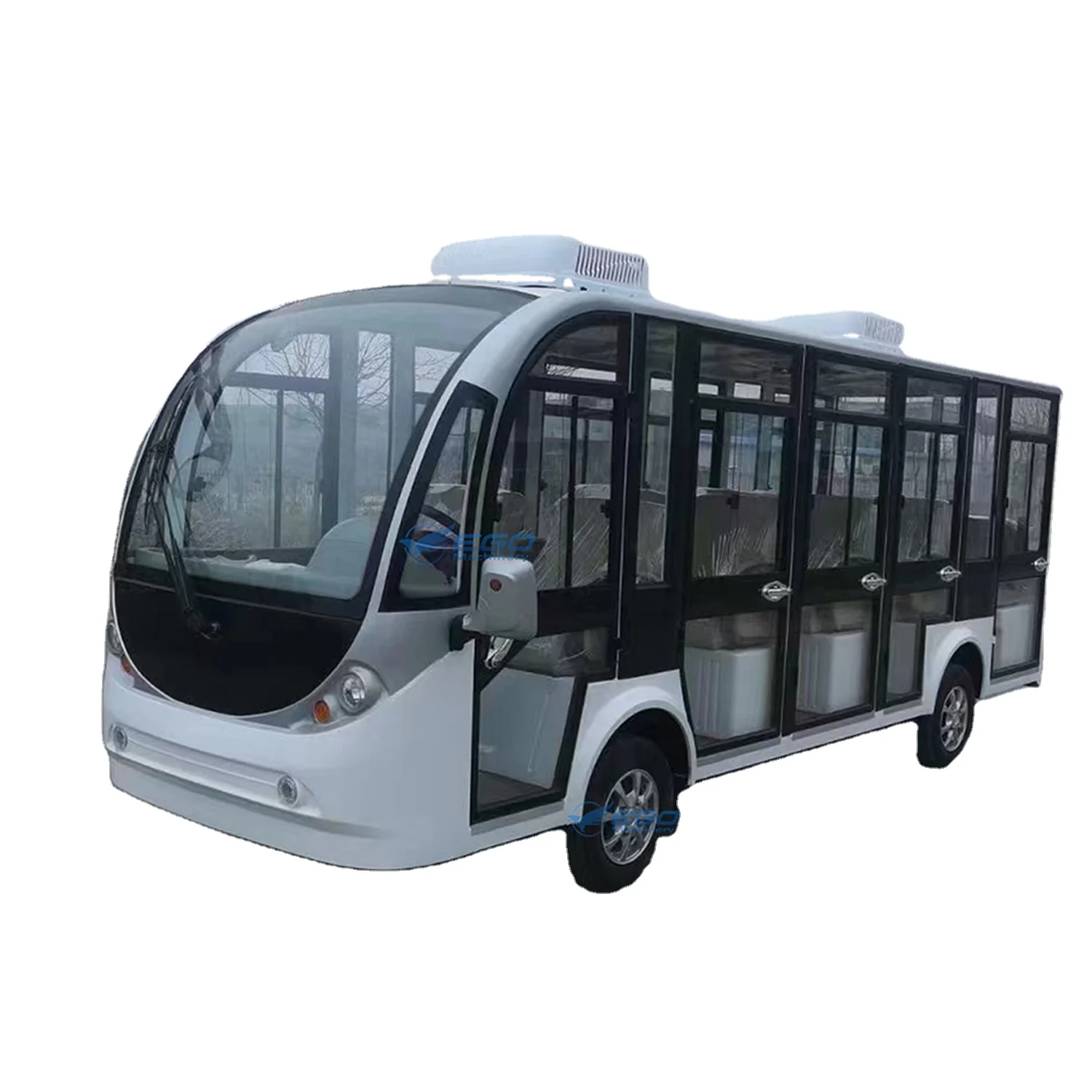 Enclosed Sightseeing Bus with Glass Doors Top Quality Tourist Vehicle Shuttle School Bus Electric Bus Car