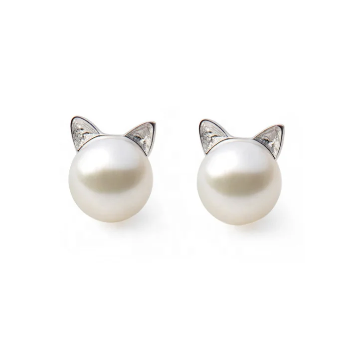 Женские серьги-гвоздики из серебра 925 пробы с пресноводным