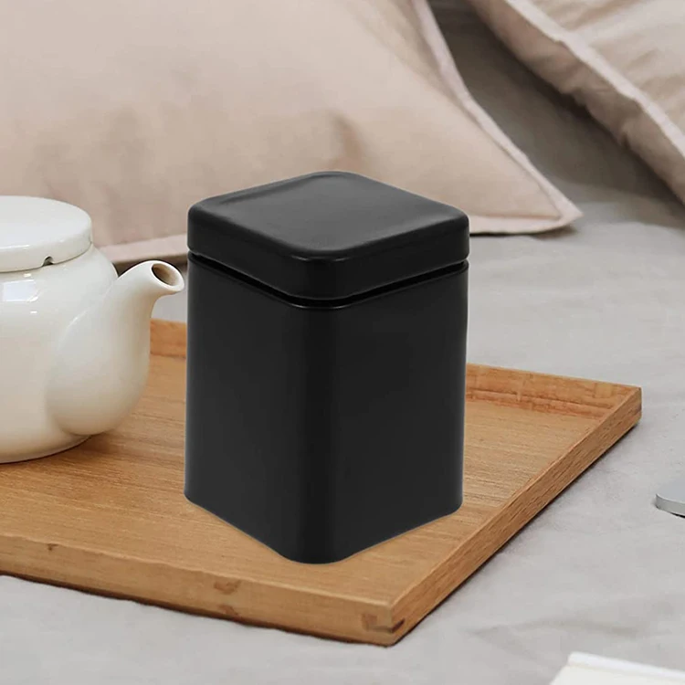 Bulk Black Color Empty Tea Candy Storage Box Small Square Tin Containers