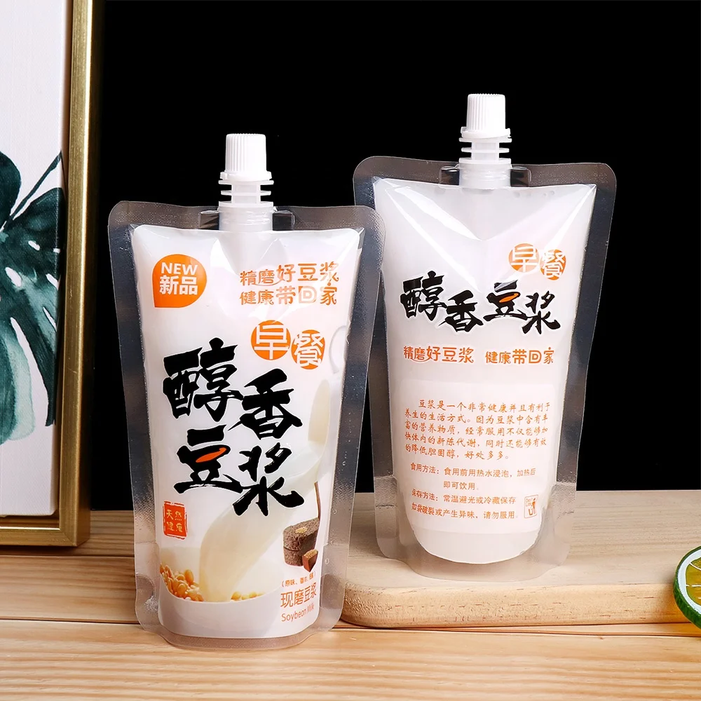 custom logo design juice plastic reusable clear drink baby food squeeze water refill jelly milk packaging spouted pouches bags
