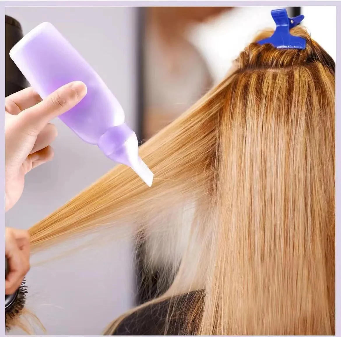 Wholesale production of 6oz disposable extrusion hair dye bottle with comb with scale