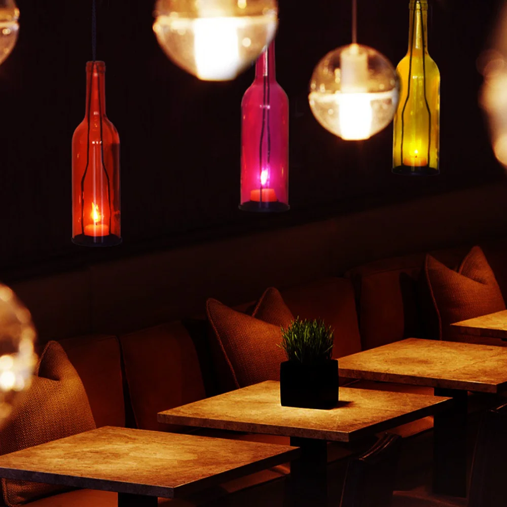 Aeofa Factory direct creative idyllic glass wine bottle cutting candlestick glass lampshade living room decoration