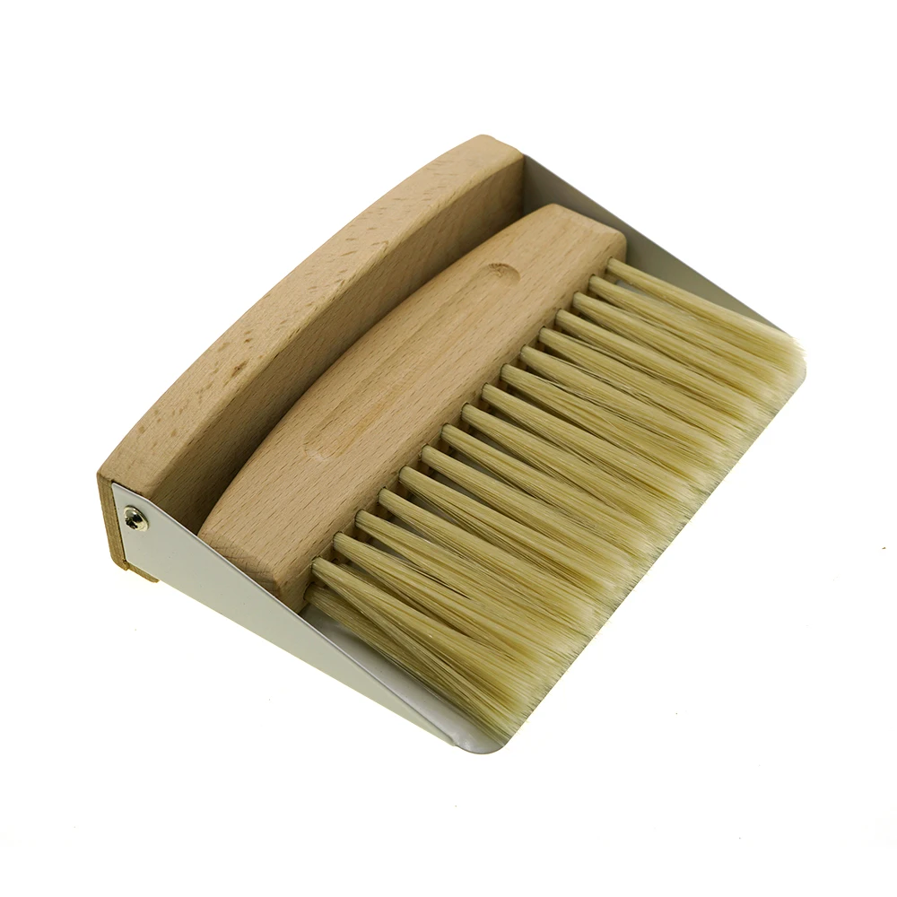 natural wooden sisal fiber or PP bristles table broom brush with dustpan remove dust tool