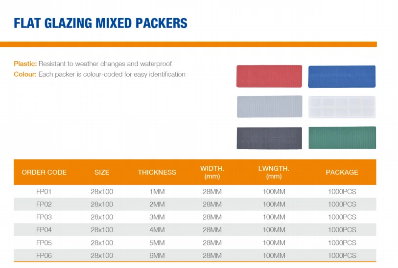 Plastic Window packers used flat glazing packer made in YUYAO