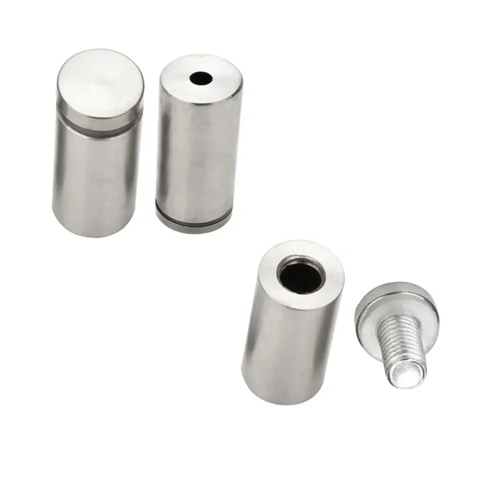 EKOO Stainless Steel Silver Glass Standoff Stud