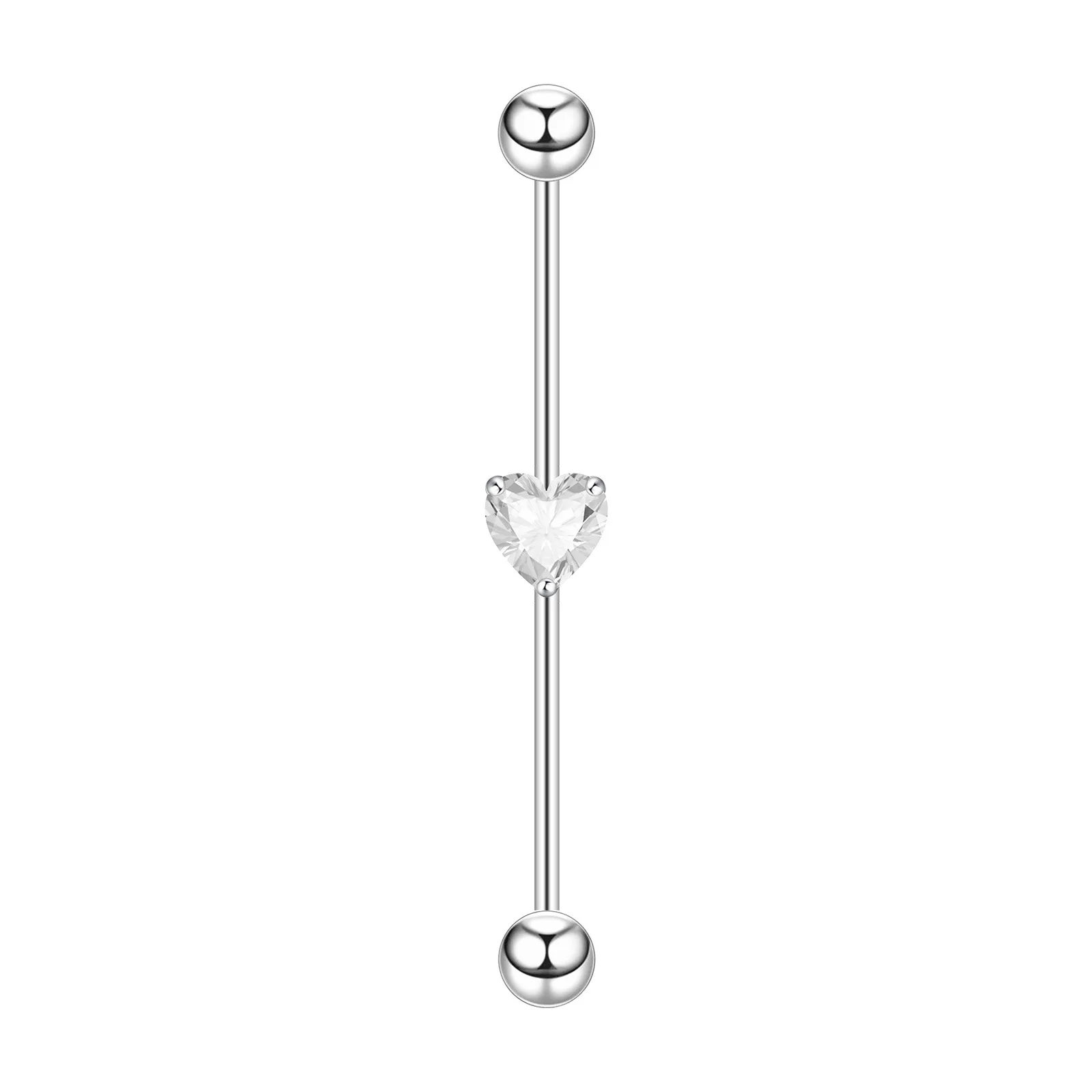 YICAI Simple Surgical Steel Barbell Heart Star Square Zircon Pink White CZ 38mm Ear Industrial Piercing
