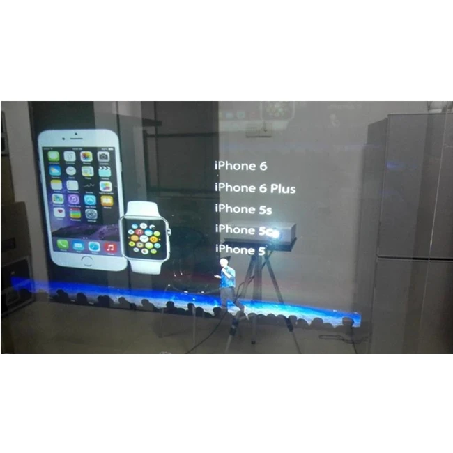 in stock smart glass projection/rear and front holographhic transparent projection pet film