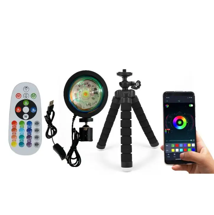 16 Colors Remote Control Night Light Sunset Projector Lamp for Decorating Home Coffee  Shop