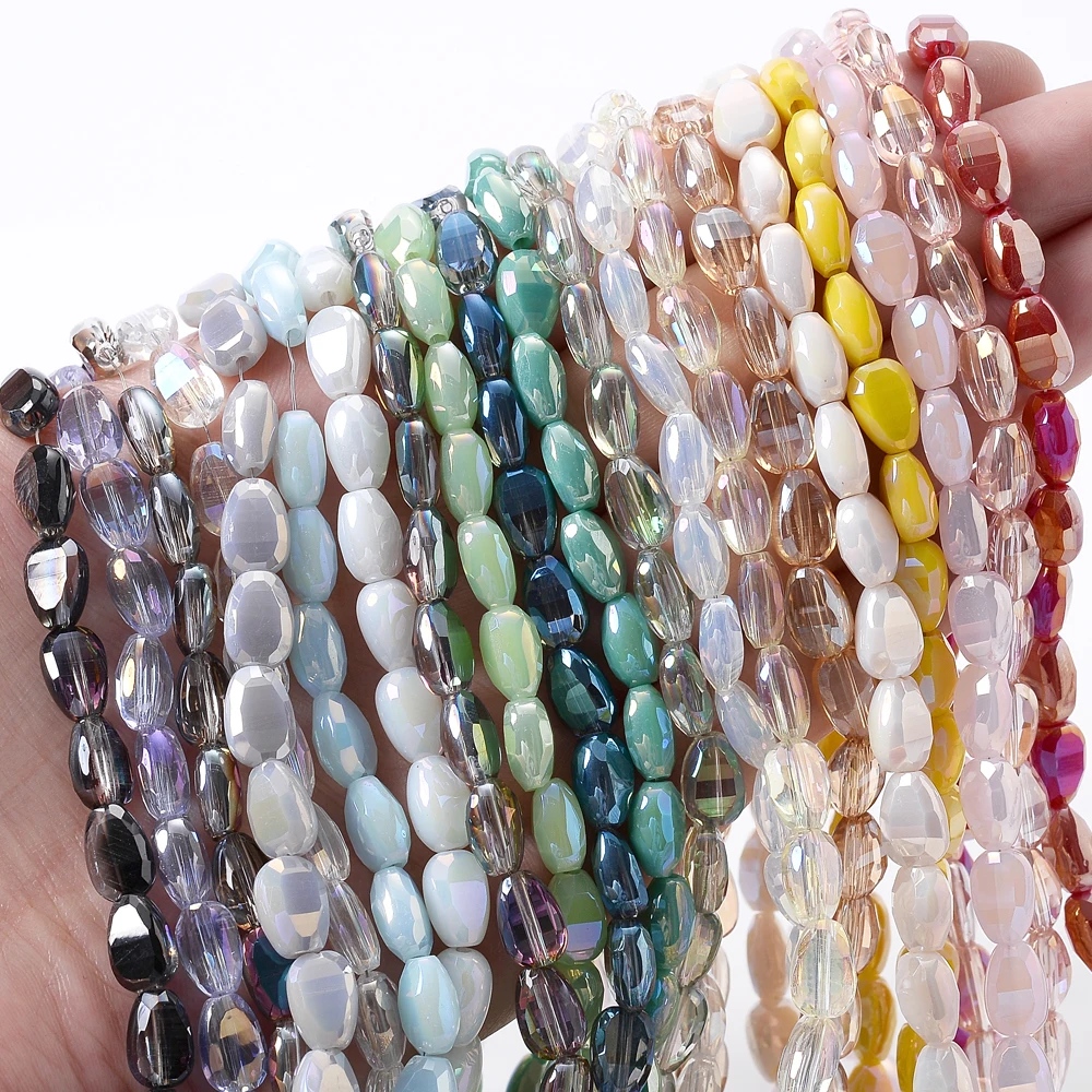 New Fashion Multifaceted Loose Spacer Beads 6X9mm Melon Seed Crystal Natural Stone Beads For Jewelry Making DIY Bracelet