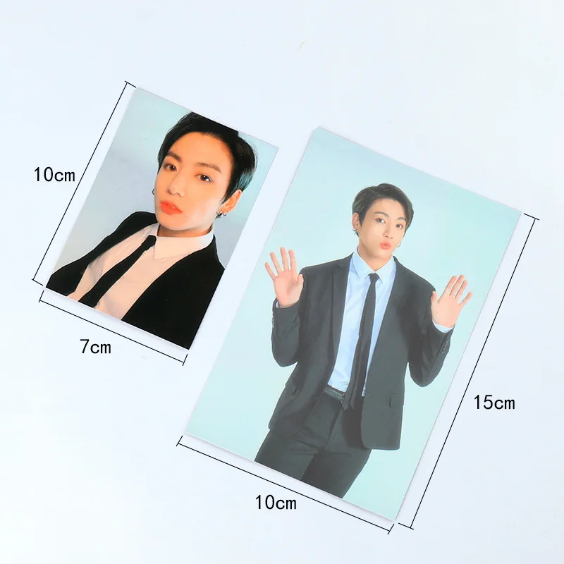 4/7Pcs/Set KPOP Hot Idol Black Suit Fashion Photocards JK Doubles Sides Charm LOMO Cards Postcards Fans Birthday Collectibles