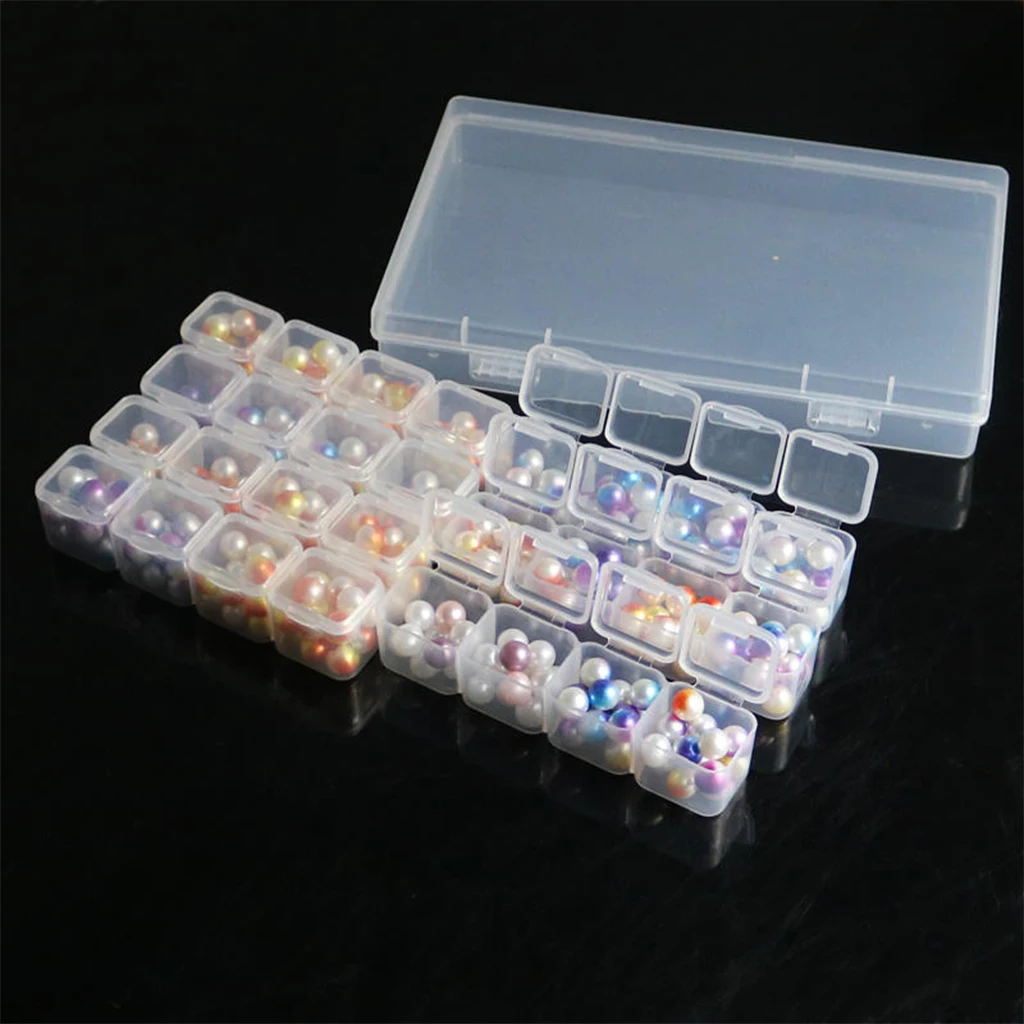 28 Grid Jewelry Diamond Painting Detachable Plastic Transparent Rhinestone Nails Art Container Bead Storage Box