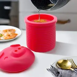 Silicone Bacon Grease Container Strainer - Silicone Jar with Strainer Frying Oil Can with Lid Separator Food Storage