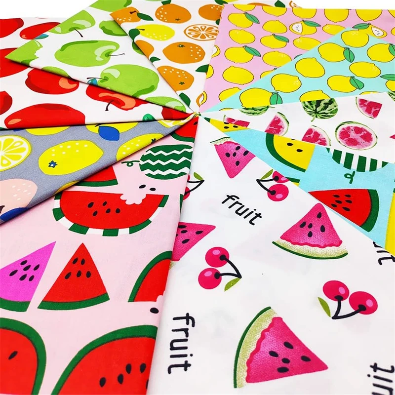 Lightweight thick color fastness custom cherry fruit digital print precut 100% cotton quilted fabric tecido para roupa for dress