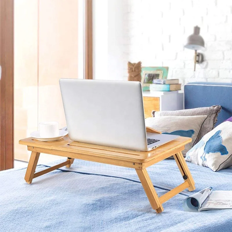 Bamboo wooden bed table laptop computer table stand portable laptop desk