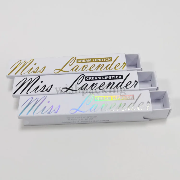 Holographic foil paper cardboard easy assembling mixed color cream gloss lipstick tube package box