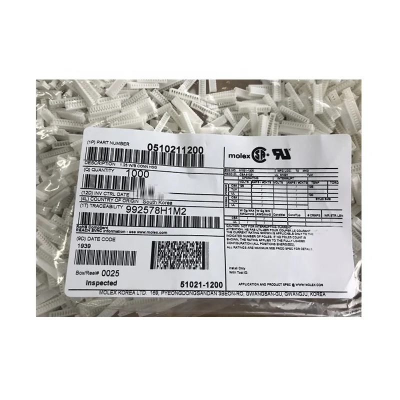 Molex  PicoBlade Receptacle Crimp 12 pin  1.25mm pitch   huosing 51021-1200 510211200 connector  in stock